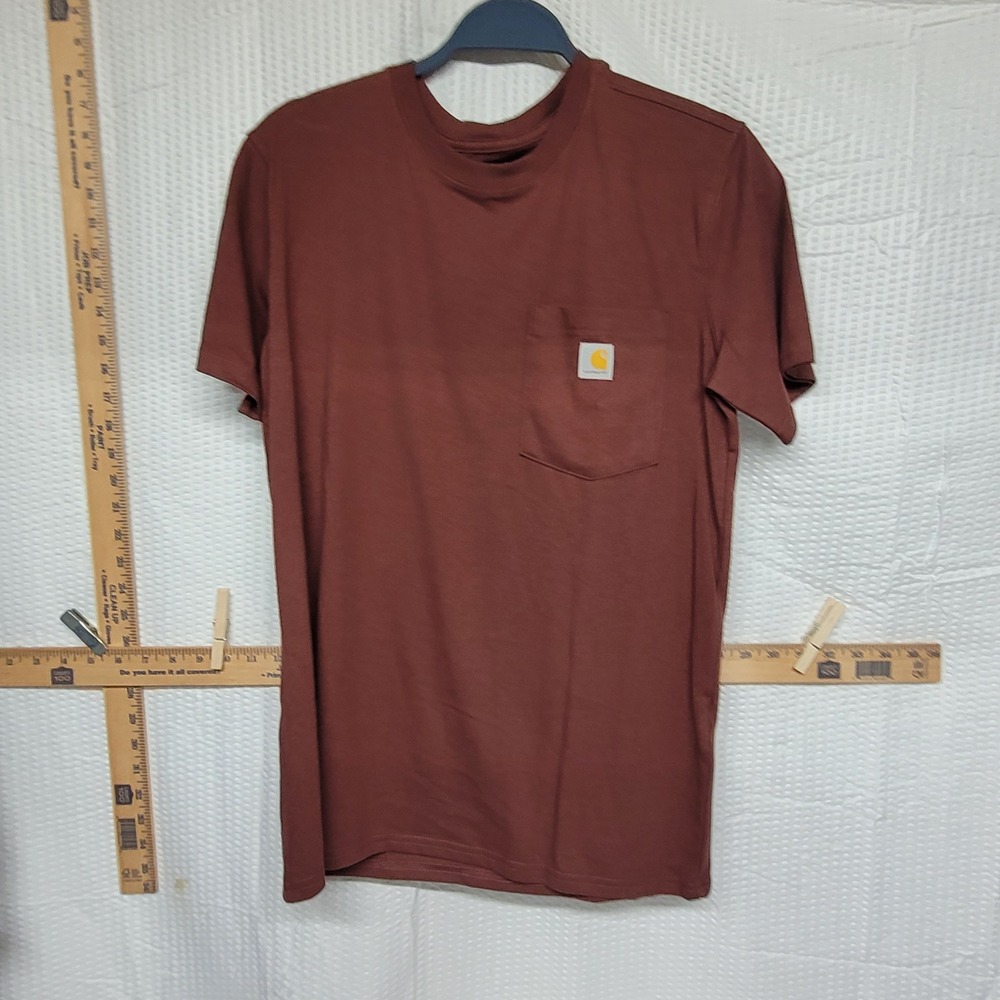 Carhartt Mens Loose Fit Short Sleeve Pocket T-Shirt Brown Small S 4-6